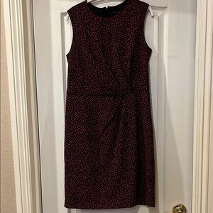 Ann Taylor Black/Red Ruched Sheath Midi Dress, size 8